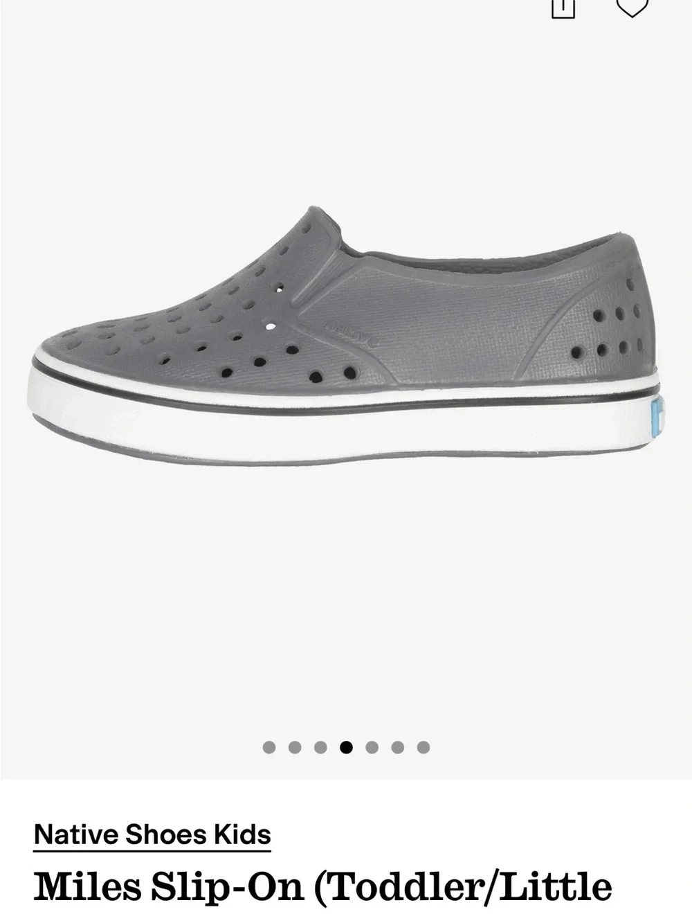 Native Shoes Kids Miles Slip-On in Grey with White Sole